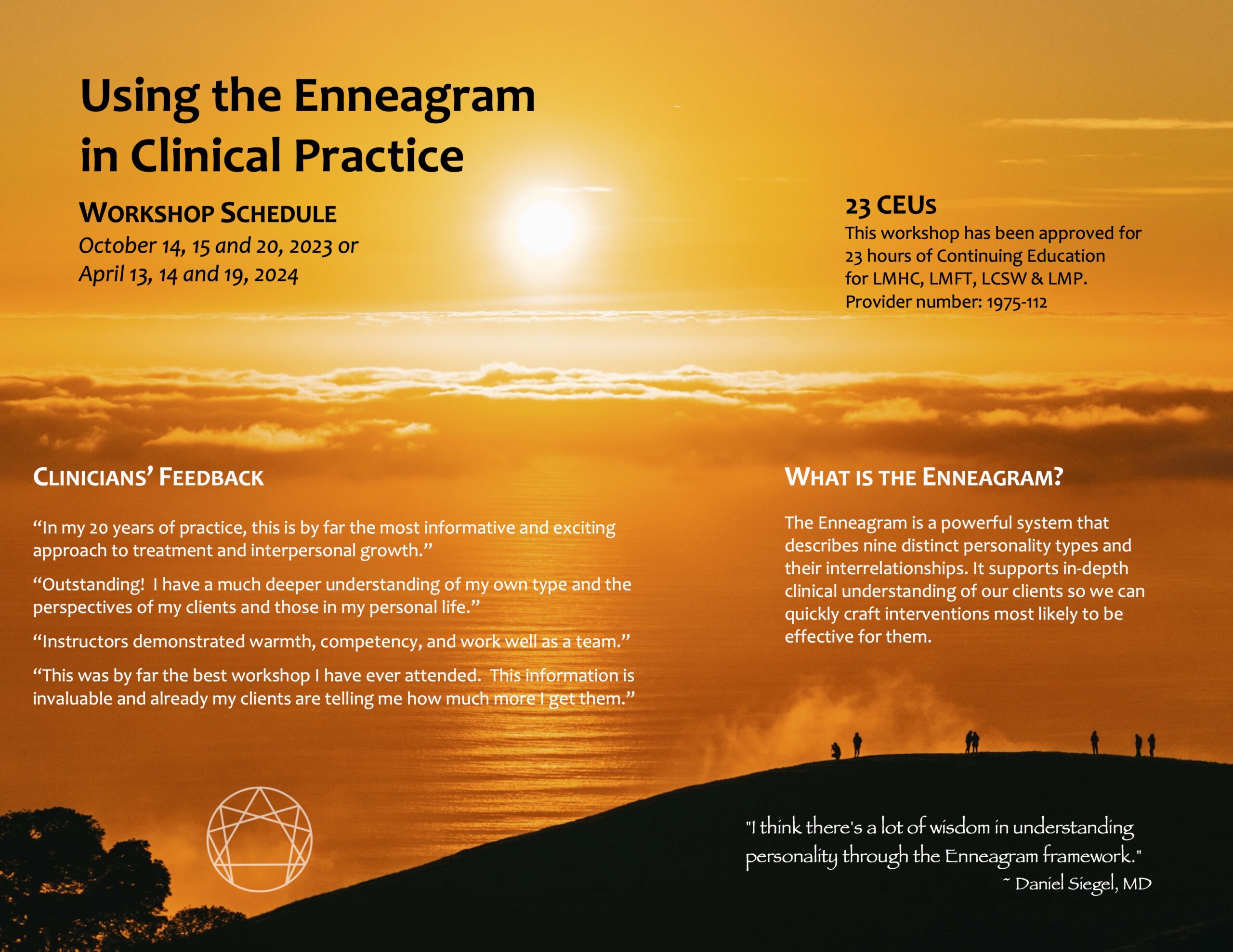 Using the Enneagram in Clinical Practice Workshops